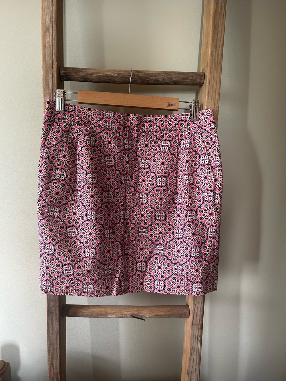 J. Crew Pink and Black Geo Floral Mini Skirt, like new, size 6